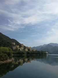 Reflection of clouds in lake