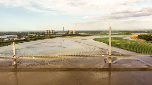 The mersey gateway bridge , drone photo may 2022