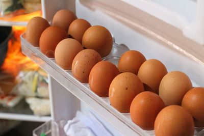 Close-up of eggs for sale in market