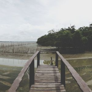 Wooden pier in sea