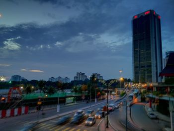 Road passing through city