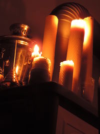 Close-up of illuminated candles