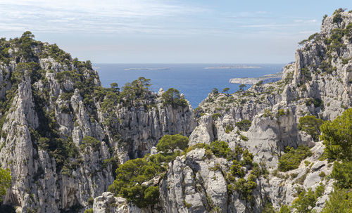 Scenic view of sea and rocks