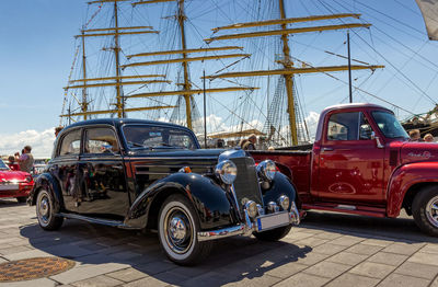 Vintage car against sky