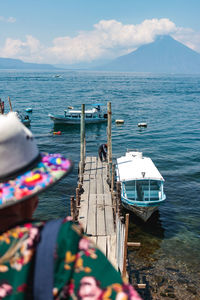 High angle view of boat in sea
