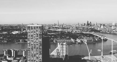 City skyline with river in background