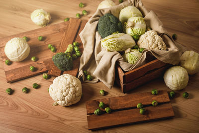 High angle view of food on table