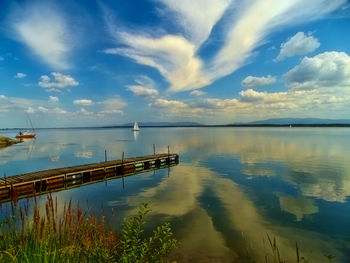 Scenic view of lake against sky