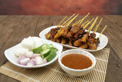 Close-up of served food in plate