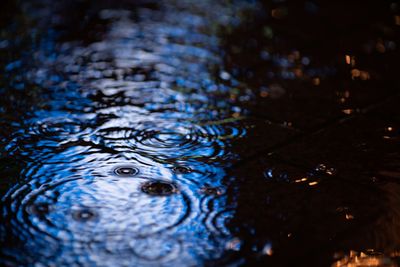 High angle view of water drop on surface