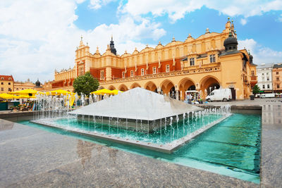 Fountain in front of building