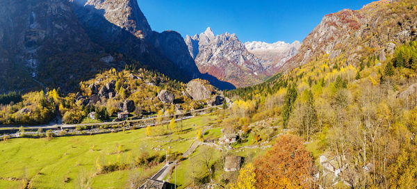 Scenic view of landscape against sky during autumn