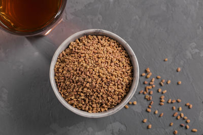 Egyptian fenugreek yellow tea or methi dana drink and fenugreek seeds