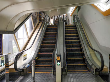 High angle view of escalator