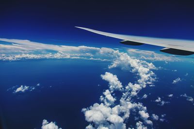 Cropped image of airplane flying over landscape