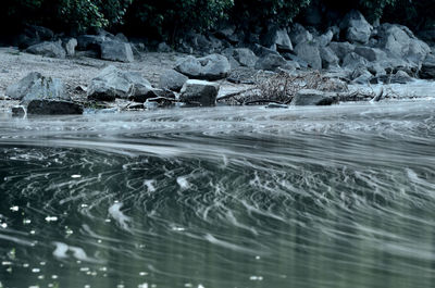 Water flowing through rocks