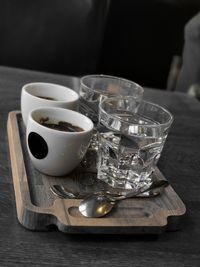 Close-up of coffe served on table