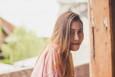 Portrait of woman at home