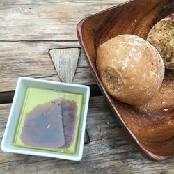 Close-up of food on wooden table