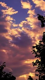 Low angle view of silhouette trees against sky at sunset