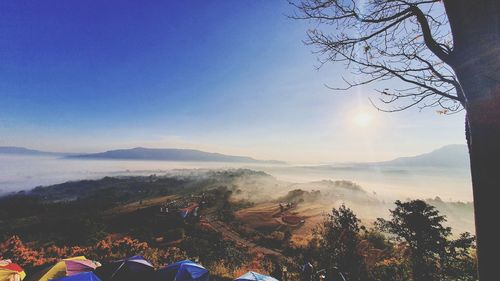 Viewpoint on the top of the hill solar sky in winter morning