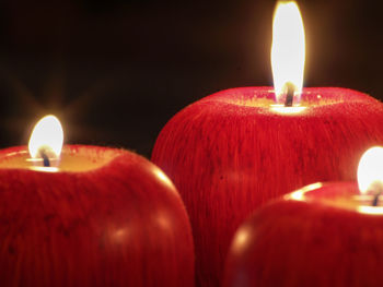 Close-up of lit tea light candle