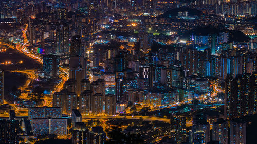 Illuminated cityscape at night