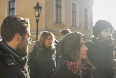 People enjoying in city