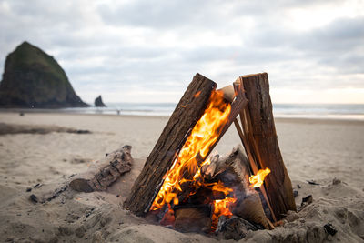 Fire on a beach 