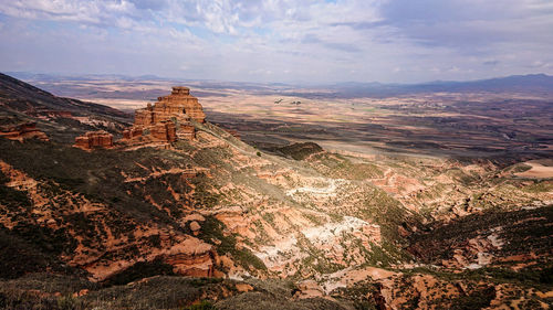 Scenic view of landscape against cloudy sky