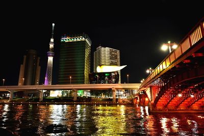 Illuminated buildings at night