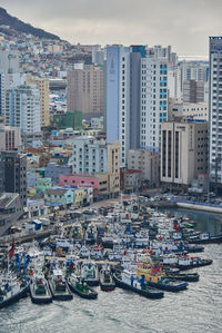 High angle view of city street