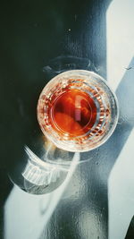 Directly above shot of tea served on table