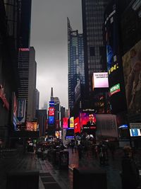 City lit up at night