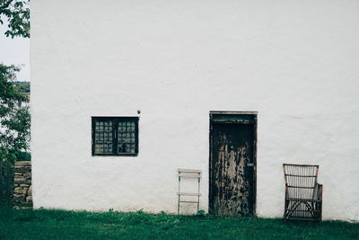 Closed door of old building