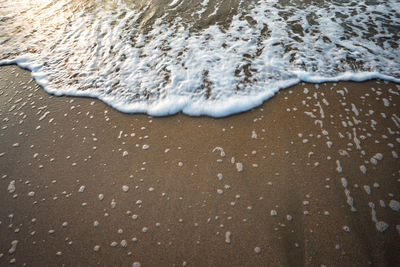 High angle view of surf on beach