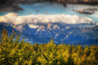 Scenic view of mountains against sky