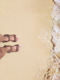 Low section of woman standing on beach