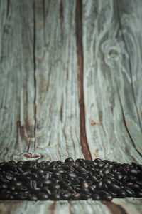 Close-up of coffee beans on table