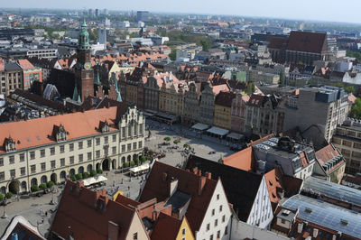 High angle shot of townscape