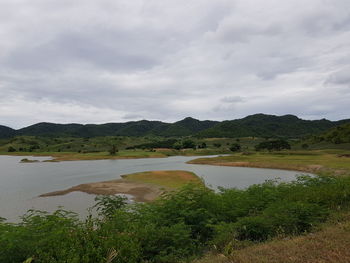 Scenic view of lake against sky