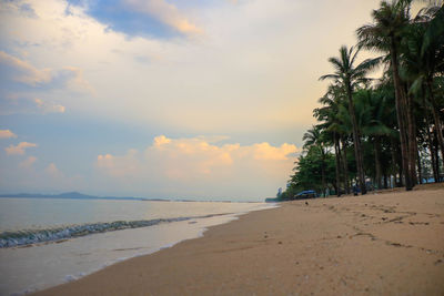 Scenic view of sea against sky at sunset
