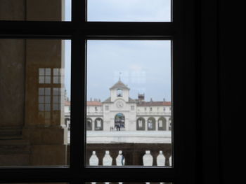 Buildings seen through window