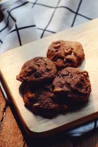 High angle view of cookies on table