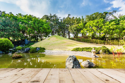 Scenic view of lake against sky