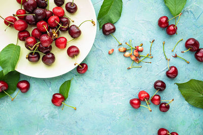 Directly above shot of fruits on table