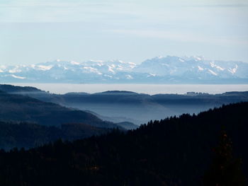 Scenic view of mountains against sky