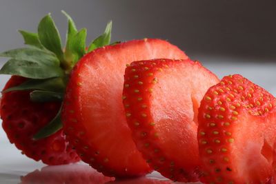 Close-up of strawberry against white background