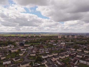 High angle view of townscape against sky