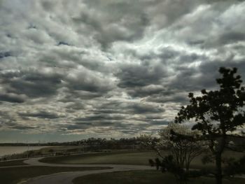 Scenic view of landscape against cloudy sky